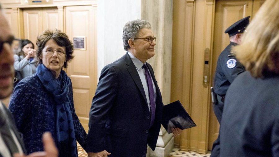 Senator Al Franken enters Capitol Hill, along with his wife Franni Bryson, to announce his resignation to the rest of the Senate. 
