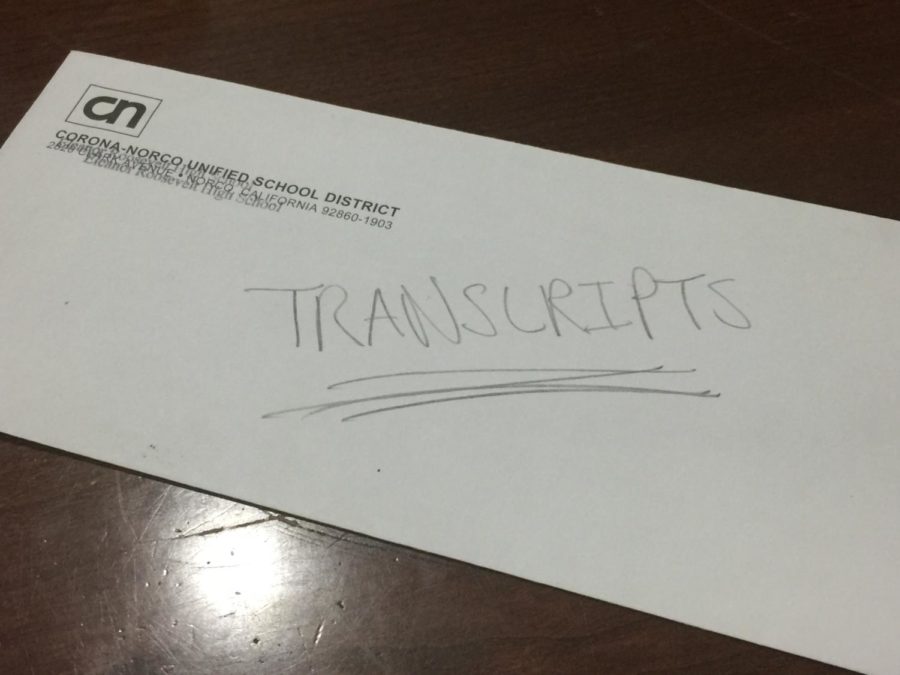 Seniors can request their high school transcripts that feature marks dating back to freshman year to the current year at the Career Center. This is what an official transcript would look like, the one that would get sent to the desired colleges. 
