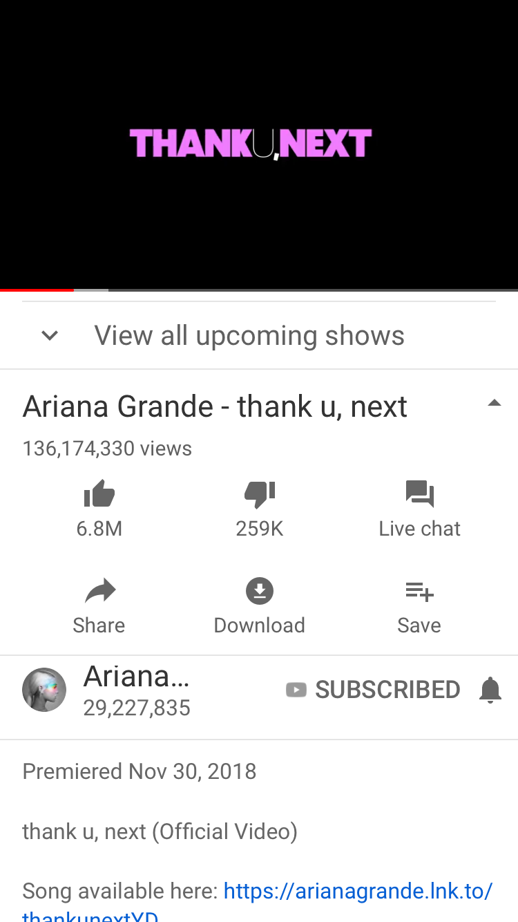 Ariana Grandes Thank You Next Video Breaks Youtube Charts