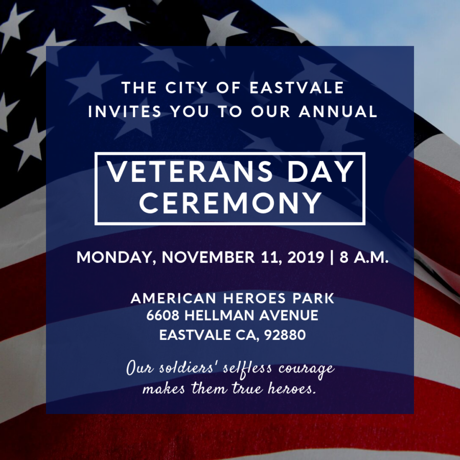 City of Eastvale Veterans Day ceremony flyer 