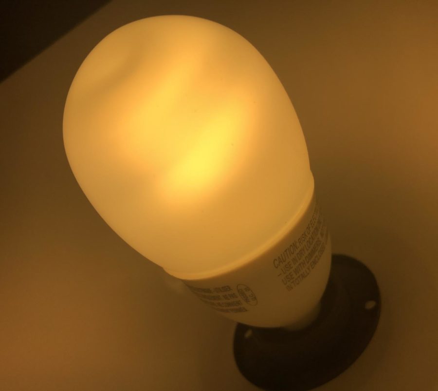 Turned on light bulb