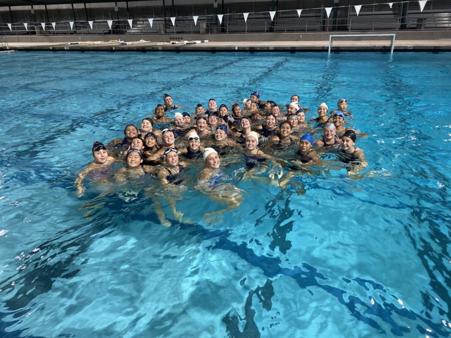 Varsity and Junior Varsity in the pool during Hell Week at the beginning of the season.