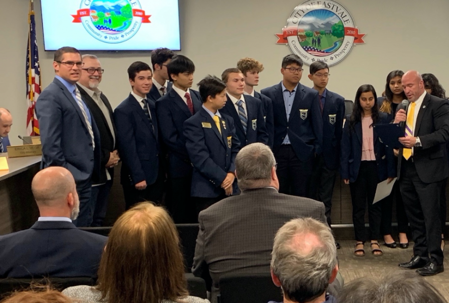 Pictured above: The ERHS FBLA chapter attending a Eastvale City Council meeting.