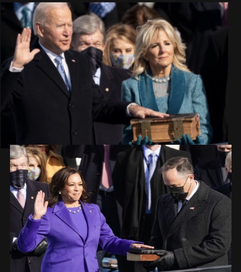 President Biden and Vice President Harris taking their oath of office (edited by me)