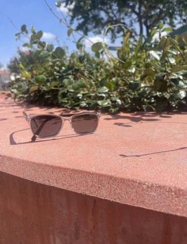 A pair of sunglasses in the hot sun during a Roosevelt lunch period