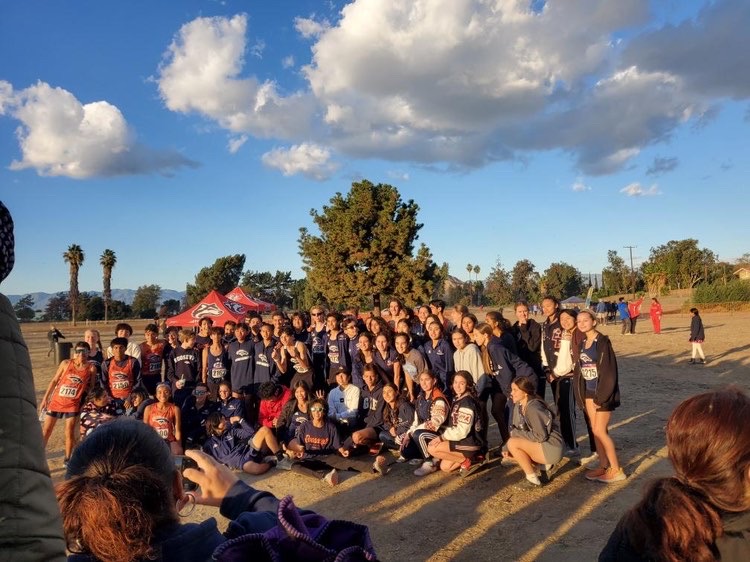 A picture of Roosevelts cross country team at the meet