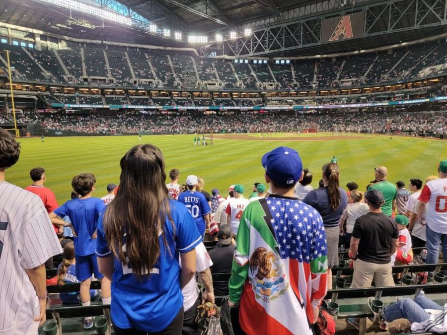 A shot of the incredible stadium, Arturo Centeno with a Mexican flag draped over his shoulder