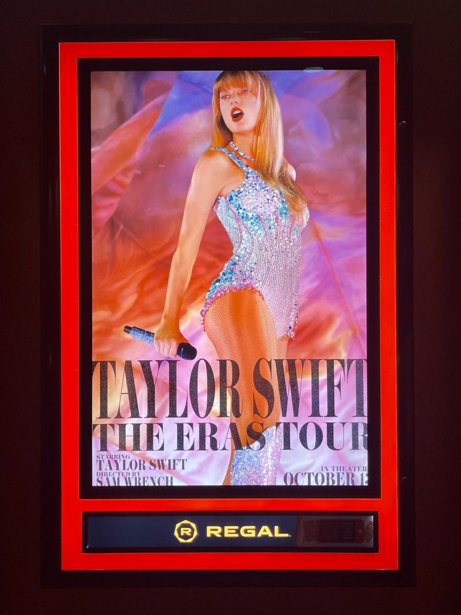 The Eras Tour film poster at the Regal Edwards theater in Eastvale, California