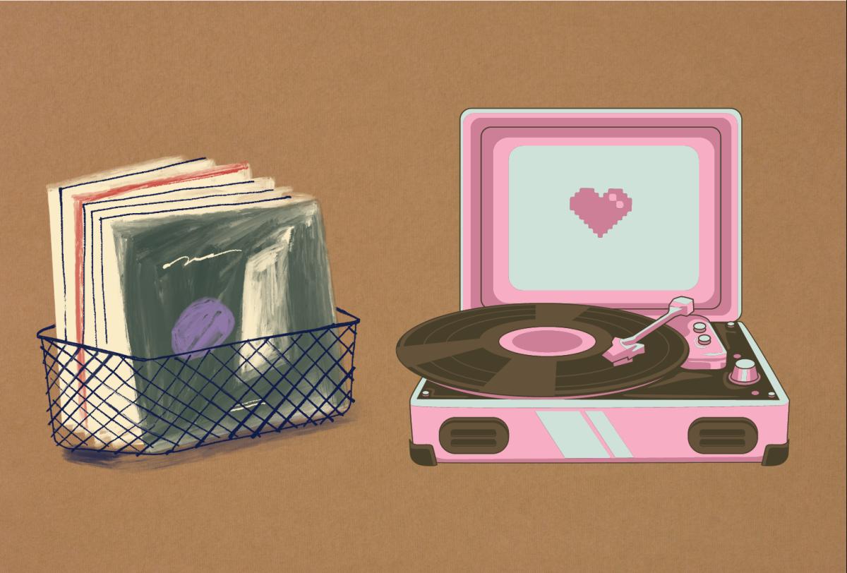 Record player with vinyls