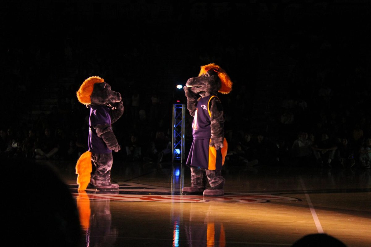 Max and Sally on center stage at the pep rally