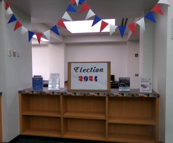 Election set up in the library at ERHS where the student mock election occurred earlier in October. 