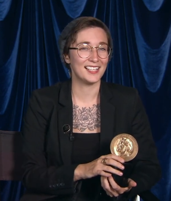 Dana Terrace accepting the 2021 Peabody Award for Children's and Youth Programming for "The Owl House."