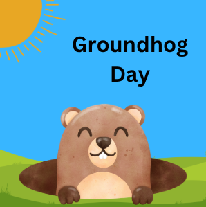 A groundhog coming out of the ground.