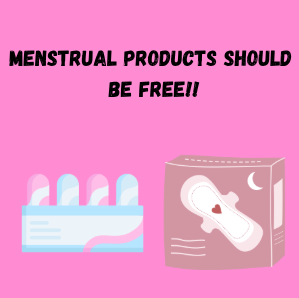 Menstrual products in boxes/packs.