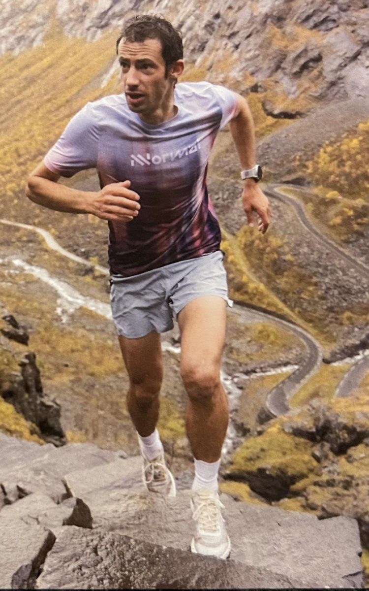 Kilian ascends stone steps