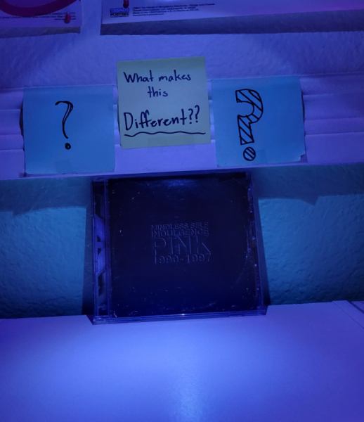 The PINK CD with some questioning remarks above it.