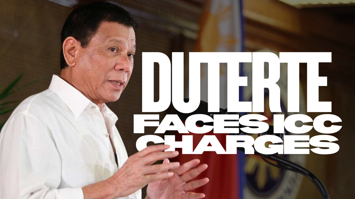 Former Philippine President Rodrigo Duterte addressing an audience in Manila. 