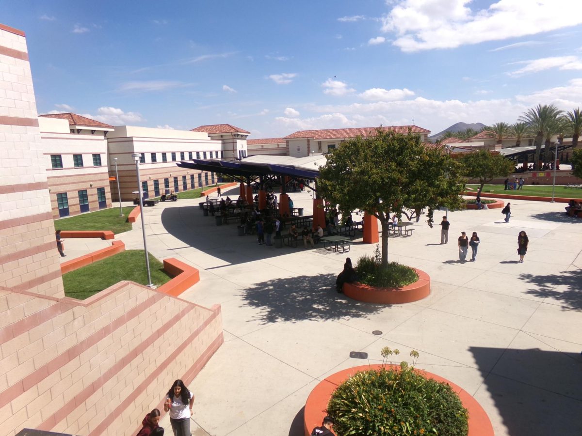 ERHS Students enjoying their time at first lunch in the shade