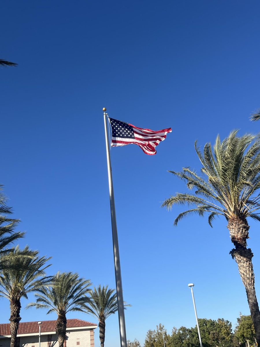 The American flag at the entrance of ERHS