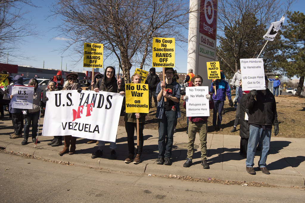 Protest against US military intervention in Venezuela