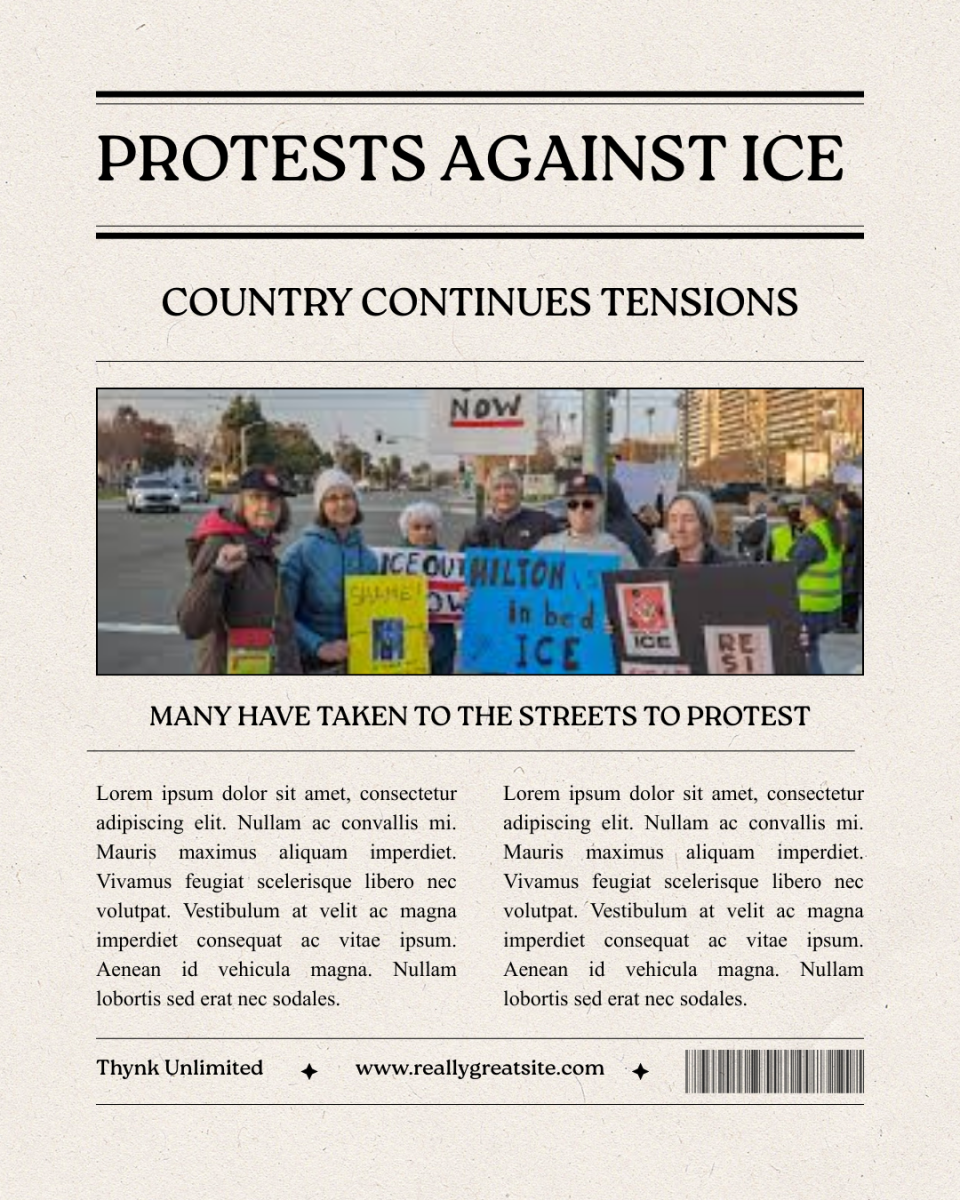 Canva image of news article about ICE protests.