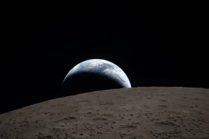 An "Earthset" seen from the dark side of the Moon.