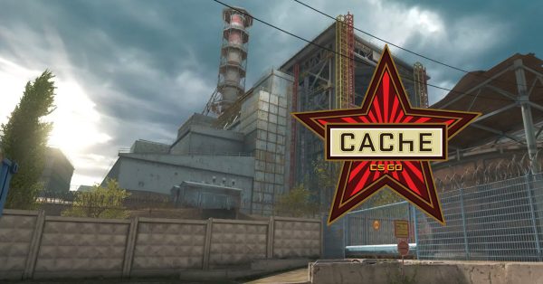 The logo of Cache with the map in the background.