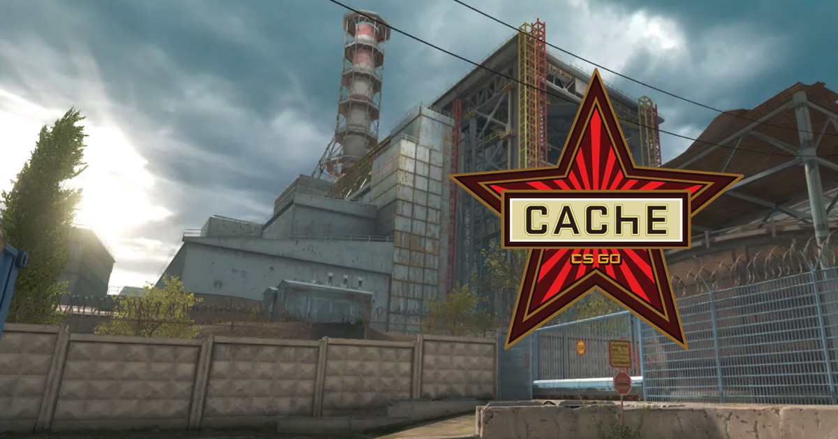 The logo of Cache with the map in the background.
